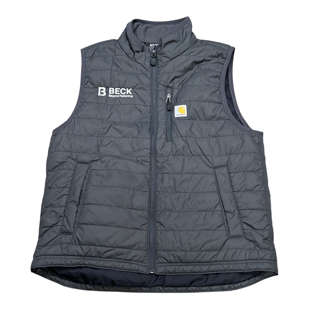 Carhartt Rain Defender Relaxed Fit Vest Gray Logo Embroidered OV2286-M L READ